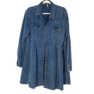 Free People Set The Mood Denim Mini Dress size M